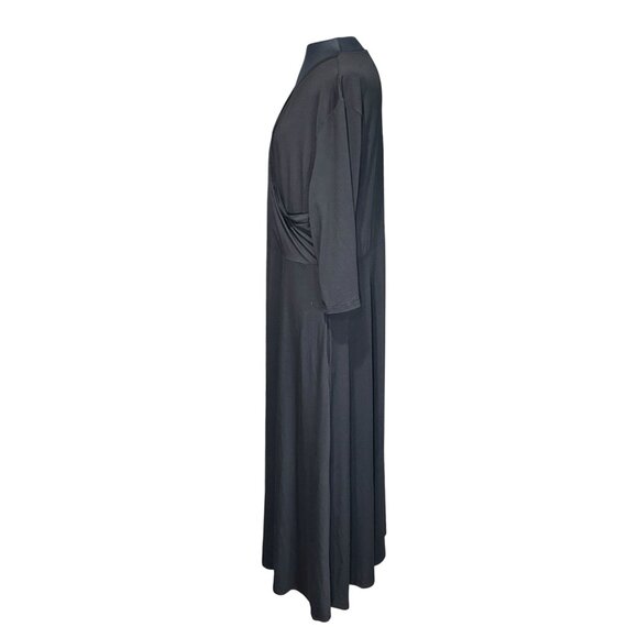Plus Size 3XL Black Maxi Dress With Wrap Front & 3/4 Sleeves - Picture 2 of 9